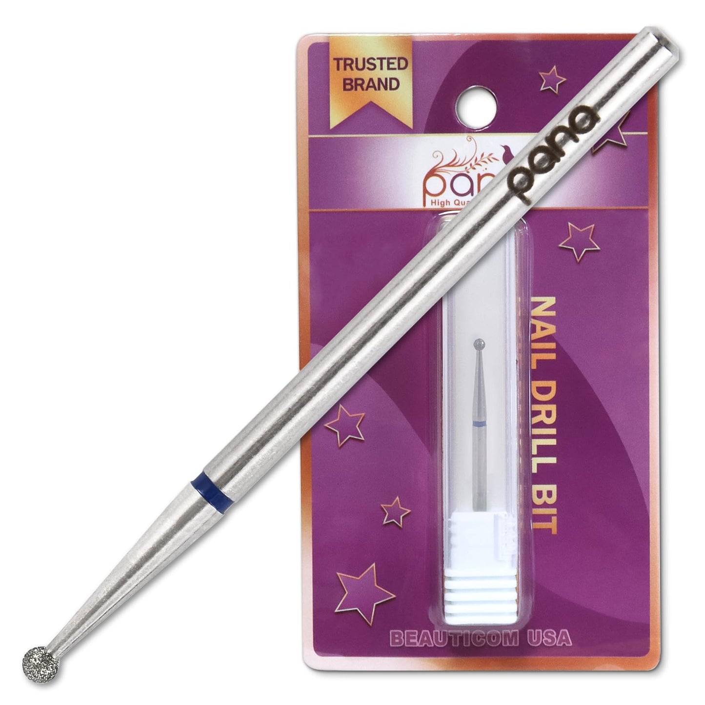PANA 3/32" Diamond Carbide Ball Bit- Style 01, Medium Grit - Professional Cuticle Nail Drill Bits for Acrylic Gel Nails Dry Manicure Pedicure Shape