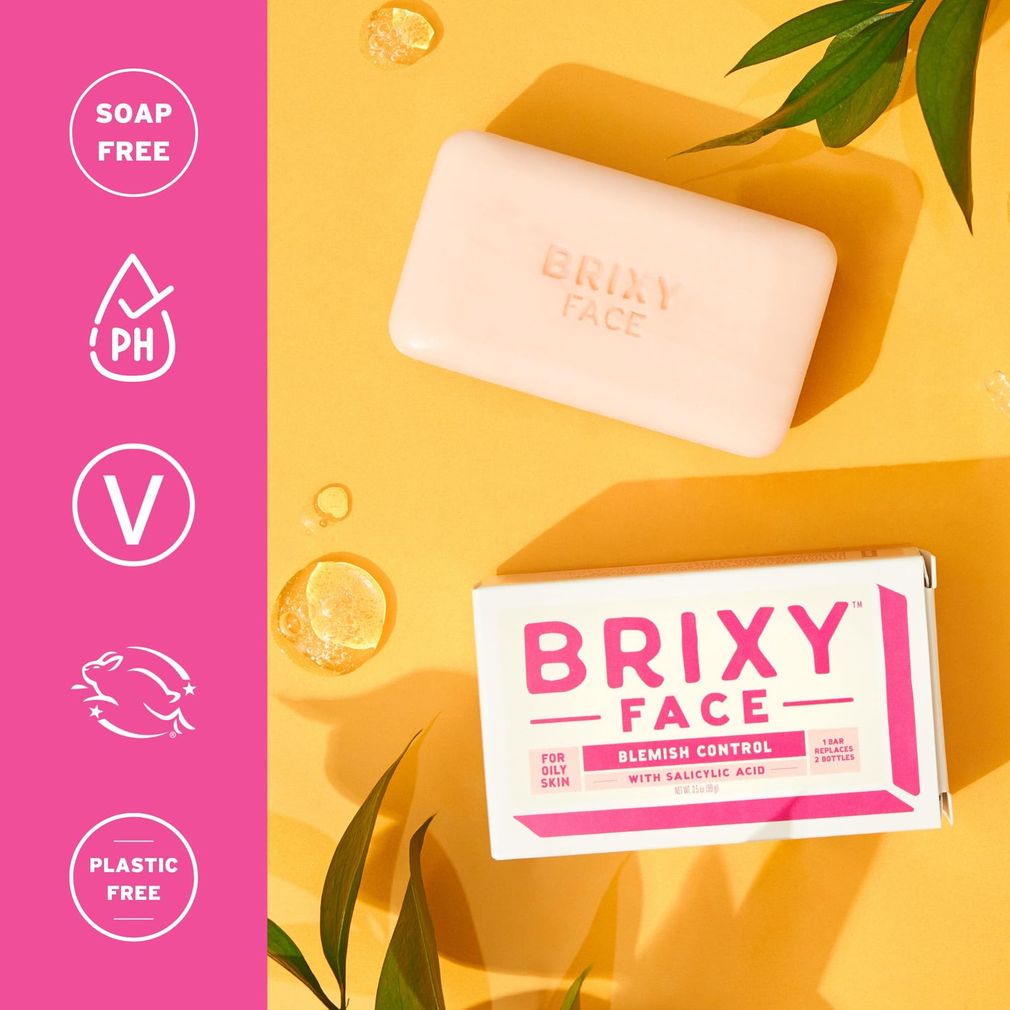 BRIXY Blemish Control Facial Cleansing Bar - Salicylic Acid Unclogs Pores And Balances Natural Oils, Ceramides and Niacinamide Promote Heathy Skin