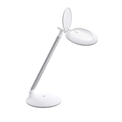 Daylight Company Halo Go Magnifier Lamp, Rechargeable USB, Portable, Lightweight, Desk Lamp Reading, Hobbies, Sewing, Crafts, Nail Salon, Handcrafts