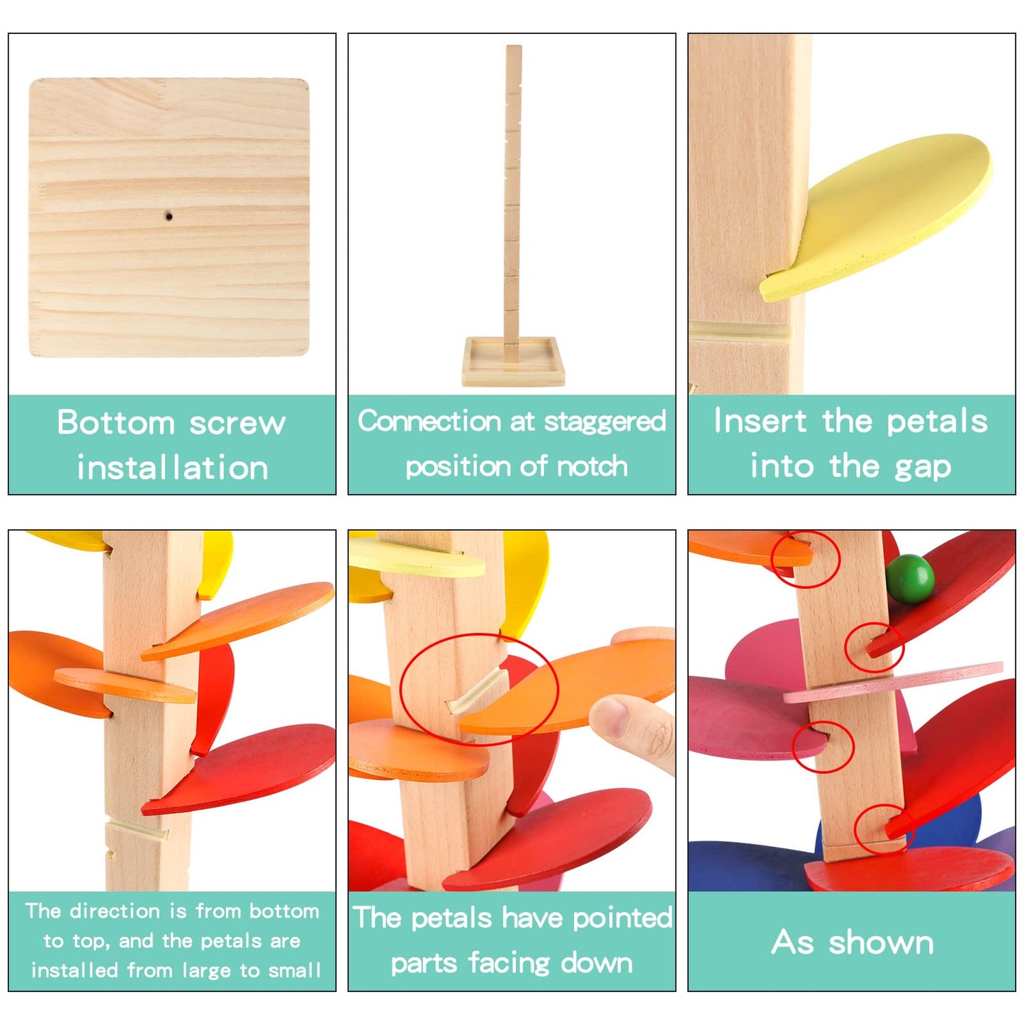 Vomocent Wooden Music Tree Toy for Kids, Marble Ball Run Track Game for Toddlers, Marble Tree Educational Montessori Toy Boy Girl Gifts