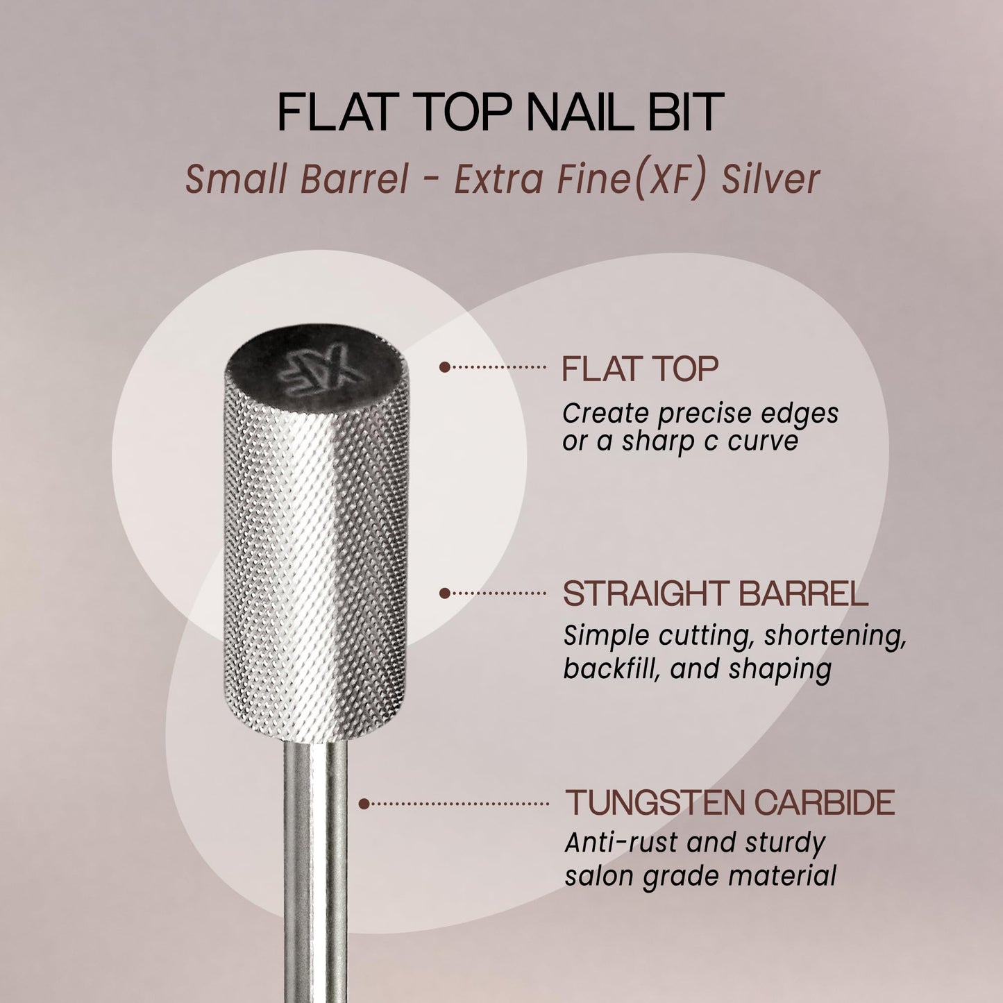 PANA Flat Top Small Barrel 3/32" Shank Size - (Silver, Extra Fine Grit) - Fast remove Acrylic or Hard Gel Nail Drill Bit for Manicure Pedicure Salon