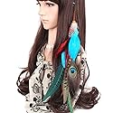 Handmade Peacock Feather Hippie Hair Extension Headband Bohemia Feather Hair Clips Comb with Bead Women Hairpin Headdress DIY Accessories