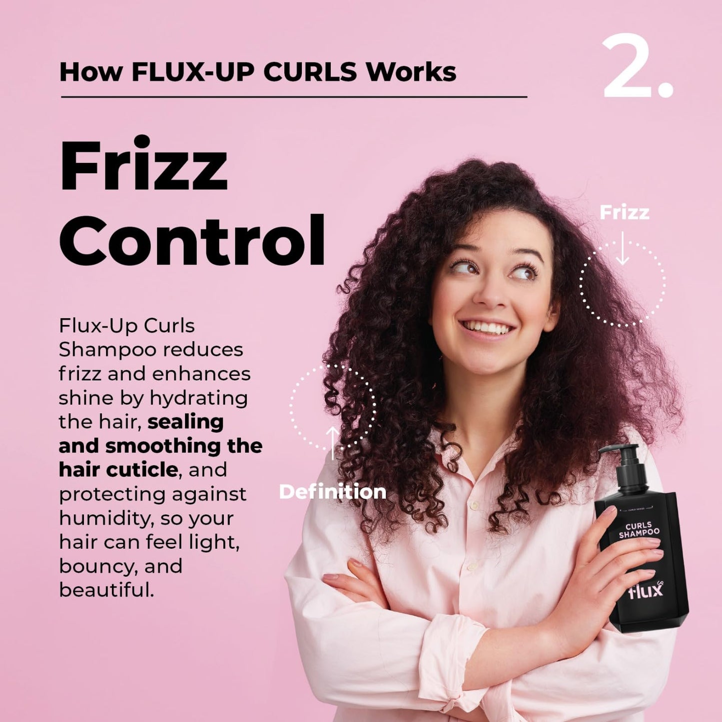 FLUX UP Curly Hair Shampoo - Hydrating Shampoo for Curly & Wavy Hair for Women & Men - Sulfate-Free Frizz Control & Moisture for Defined, Stronger