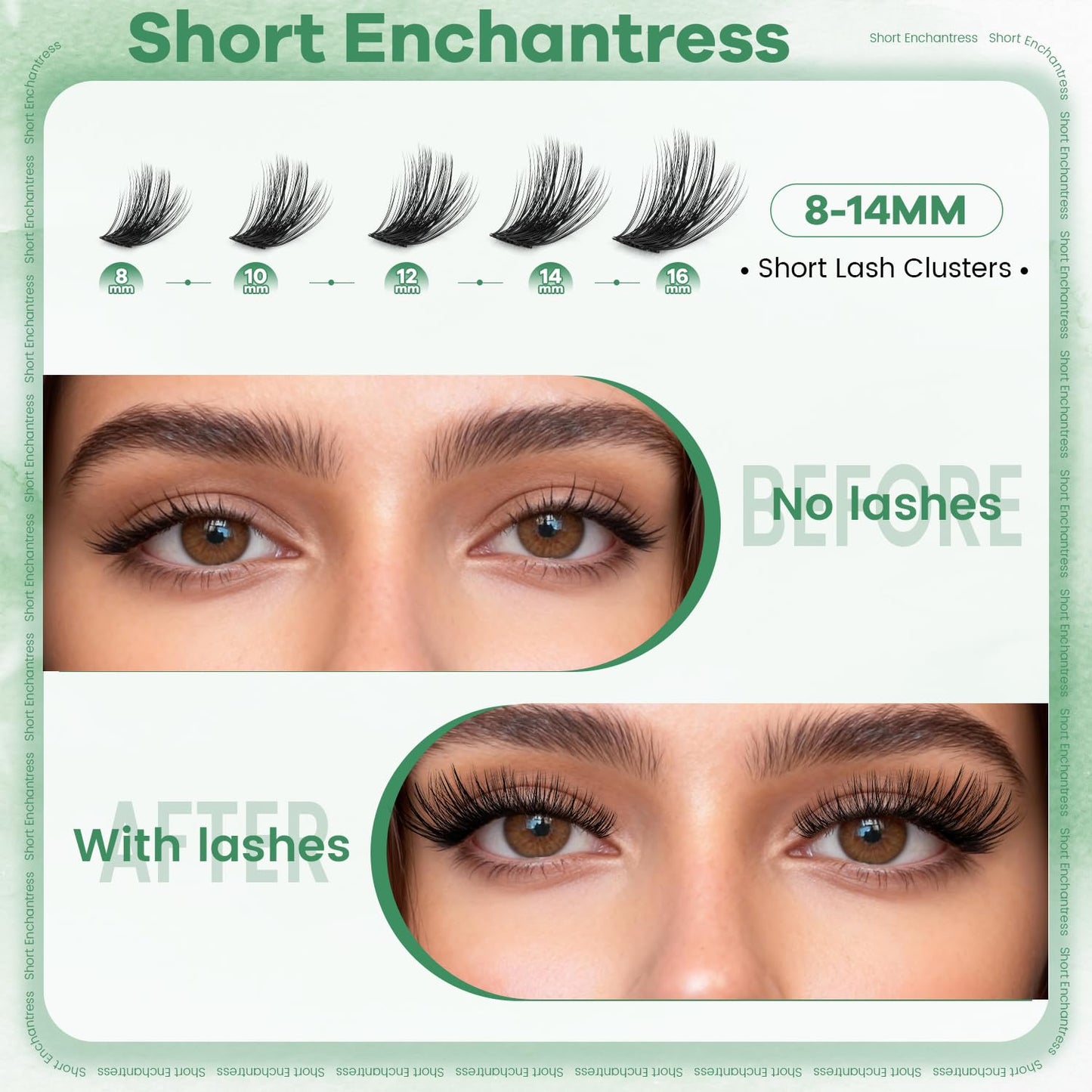 VLVLOCK Enchantress Lash Clusters Kit Short Lashes Clusters 8-14MM DIY Lash Extensions Kit Waterproof Long-Lasting with Ultra-Thin Band Glue Remover Beauty and Personal Care VLVLOCK