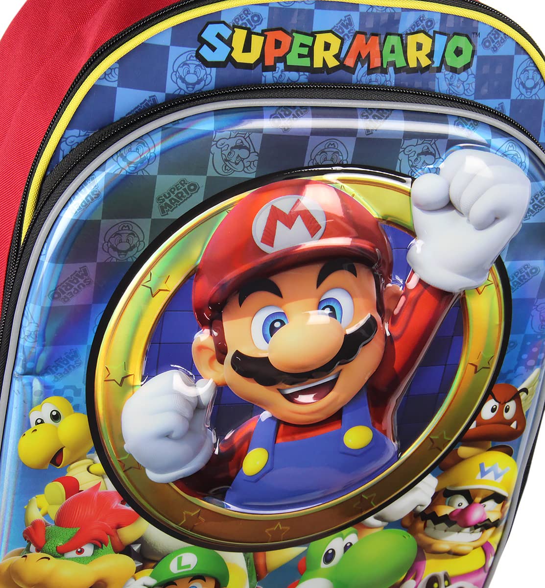 Bioworld Nintendo Super Mario Bros All Over Character Molded Iridescent 16" Backpack