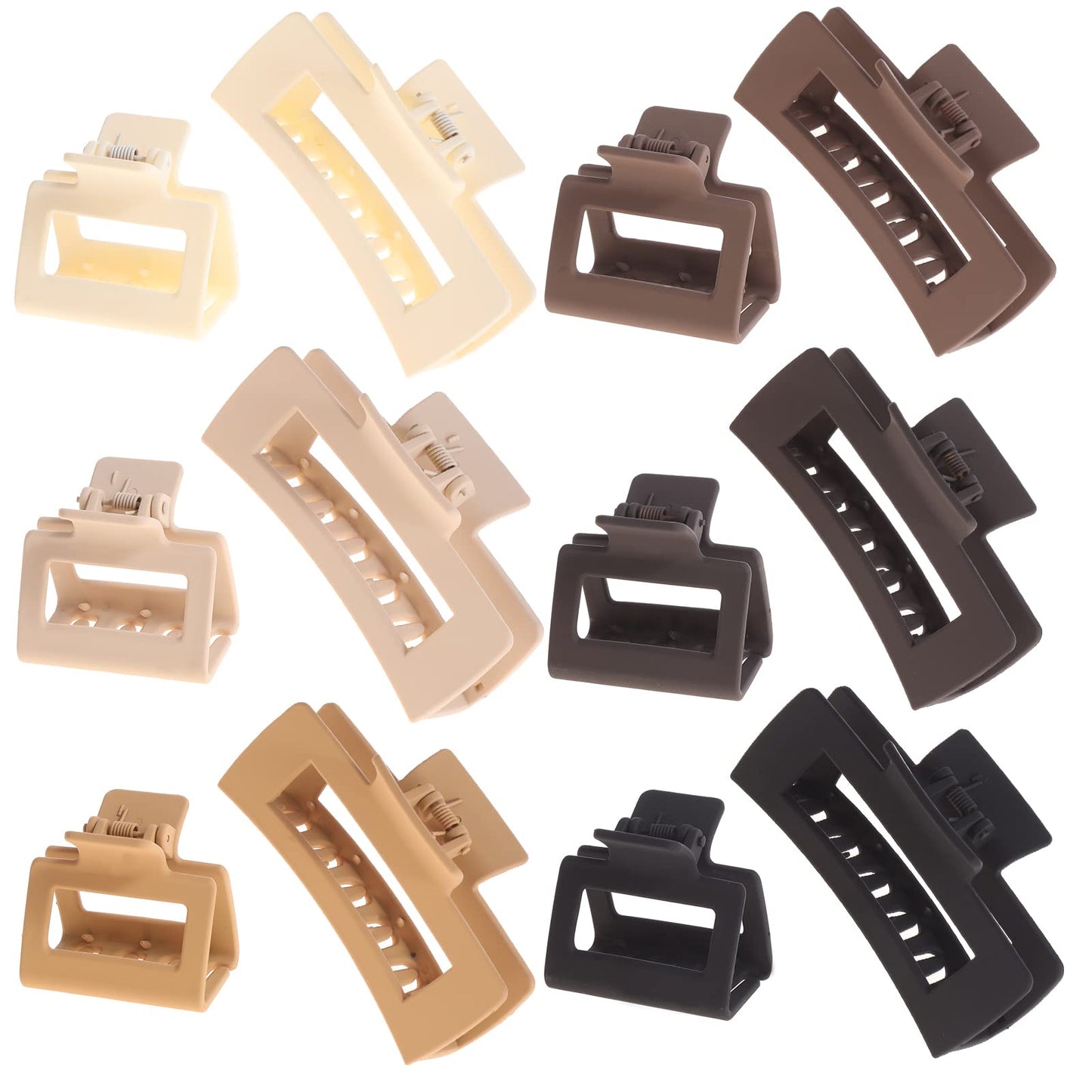 Alemaky 12 Pack Square Claw Clips, Big and Small Neutral Rectangle Hair Claw Clips, Non-slip Matte Large Hair Clips for Women,Strong Hold jaw clip Beauty and Personal Care Alemaky