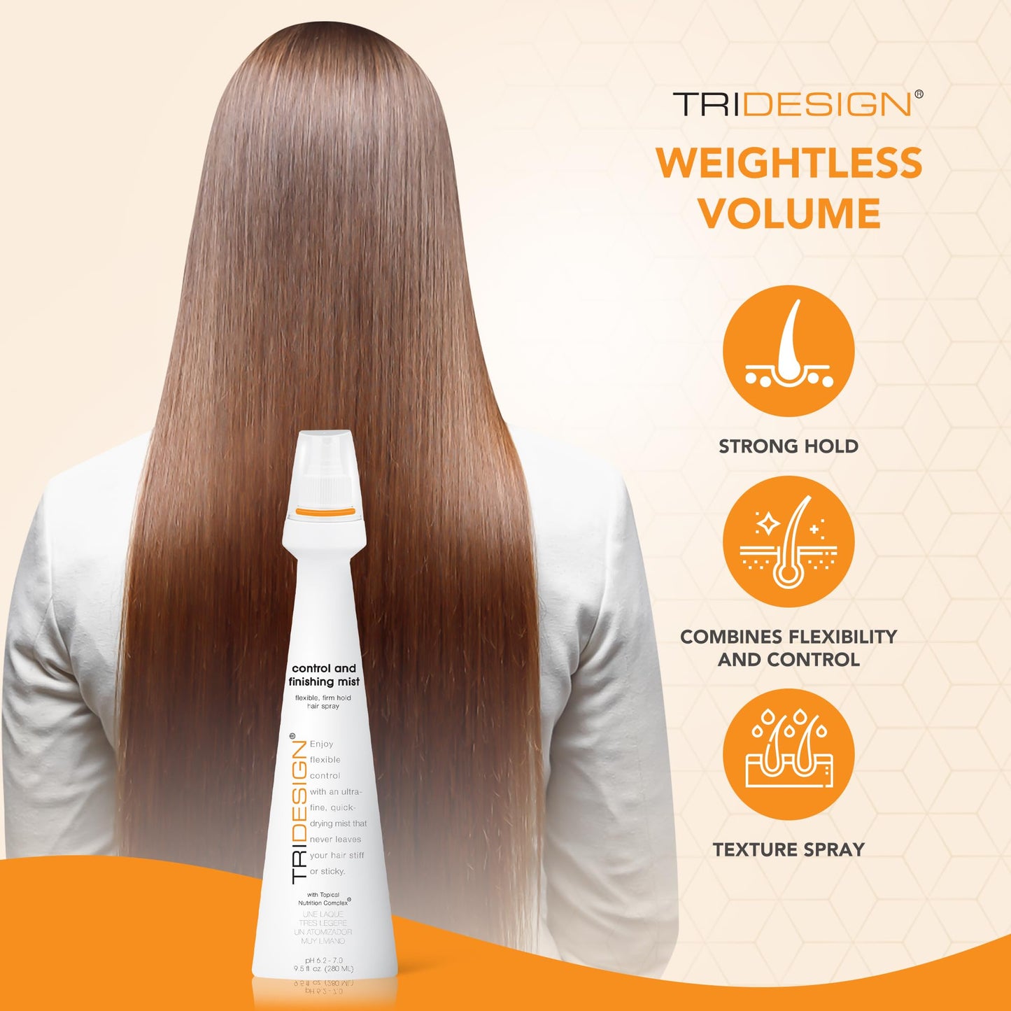 TRI Design Control and Finishing Mist - Volumizing for All Hair Types - Protect and Unleash Flexible Control with Ultra Fine Finishing for Fast Drying
