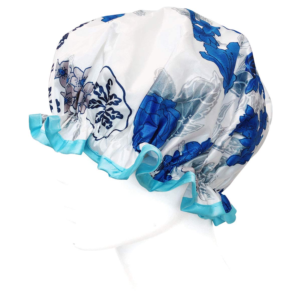 Wrapables® Stylish Double Layer Waterproof Shower Caps (Set of 4), Majestic Floral