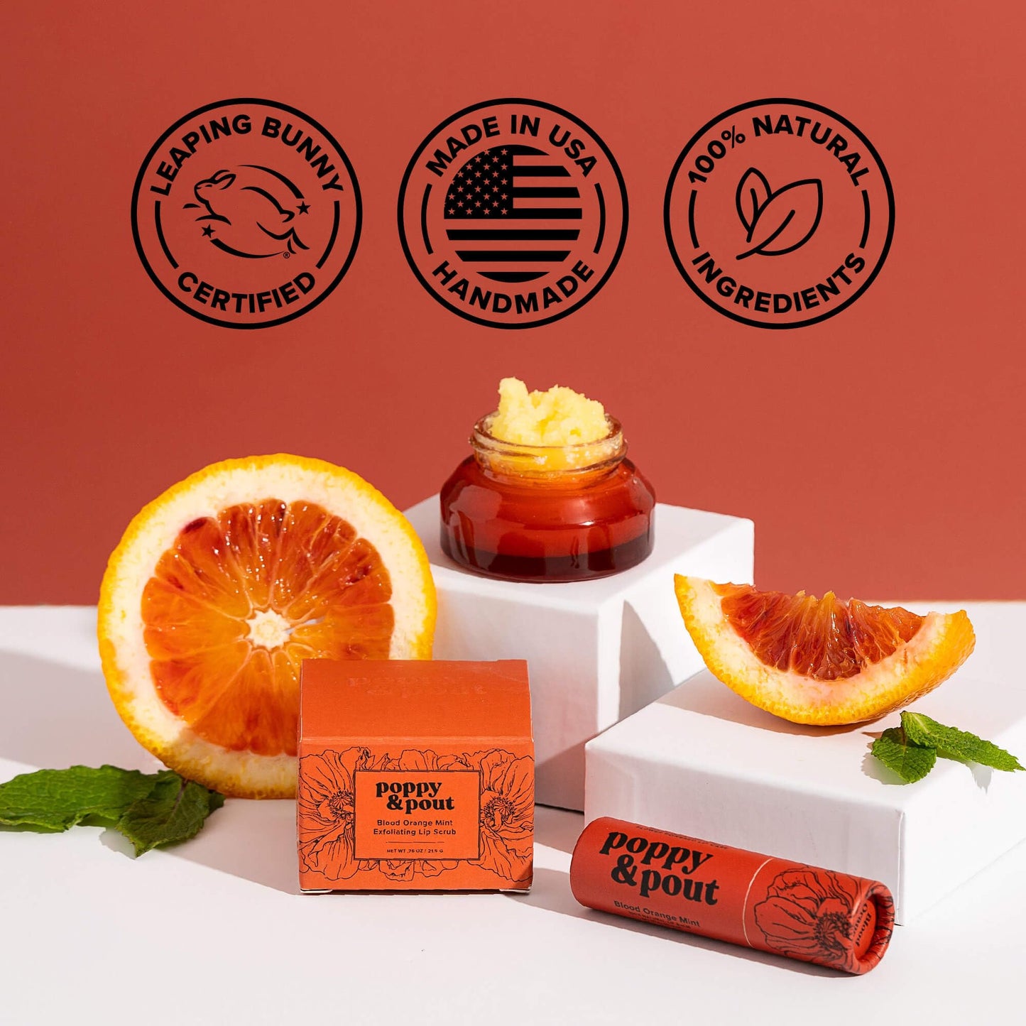 Poppy & Pout Blood Orange Mint Jumbo Lip Balm | All Natural Lip Balms & Moisturizers | Hydrates with Beeswax, Vitamin E, Organic Coconut Oil |