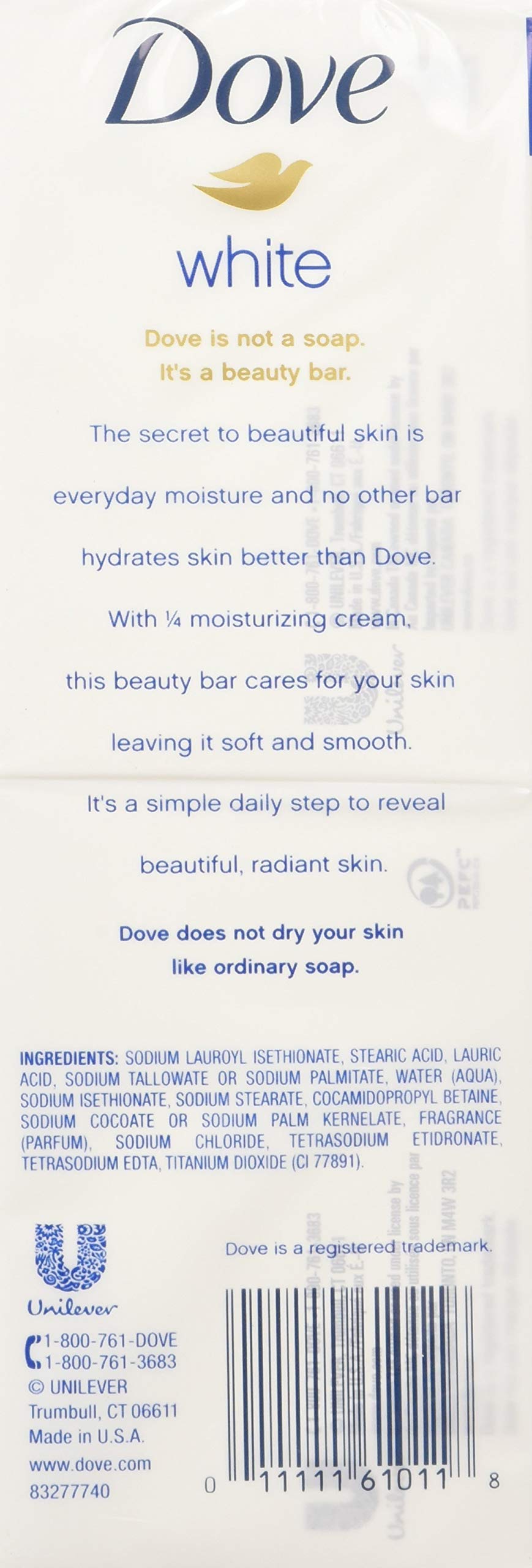 DOVE Beauty Bar White, 2 Count, Pack of 8