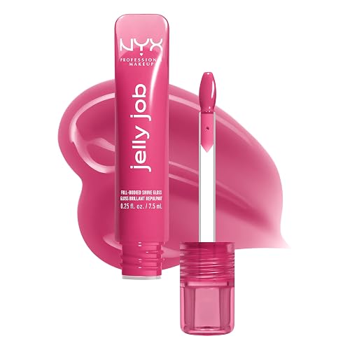 NYX PROFESSIONAL MAKEUP Jelly Job Lip Gloss, Lip Tint Gloss with Full-Bodied, Smoothing, and Hyper-Glossy Shine - Jelly Jammin' (Cool Pink)