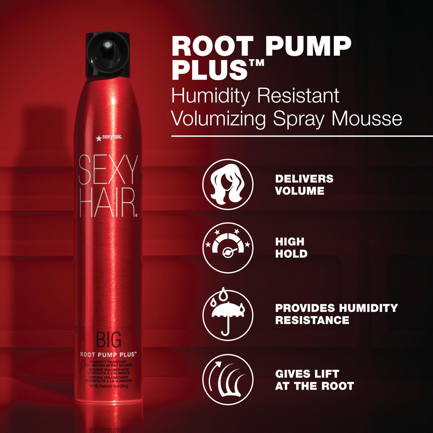 SexyHair Big Root Pump Plus Volumizing Spray Mousse, 10 Oz | Volume with High Hold | Up to 72 Hour Humidity Resistance Beauty and Personal Care SexyHair