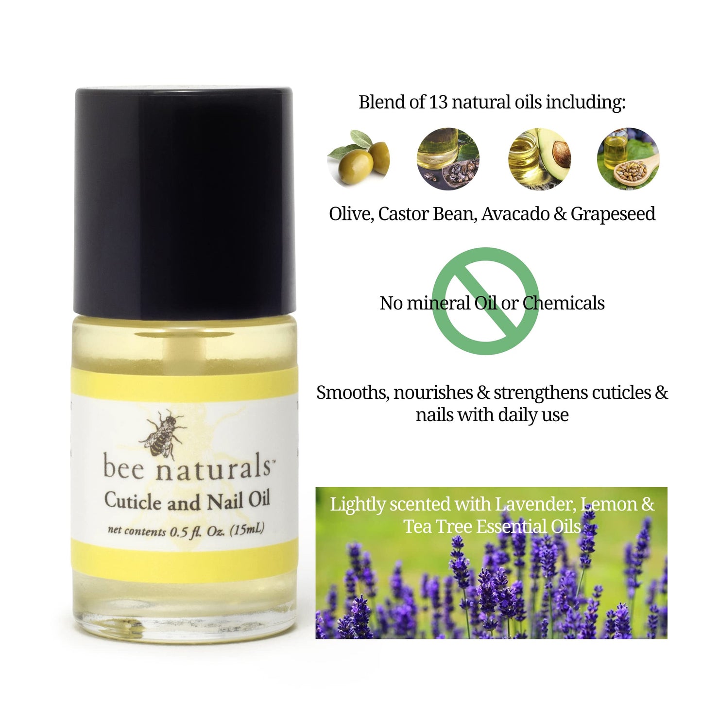 Bee Naturals Natural Nail Care Kit - Natural & Non-Toxic Nail and Cuticle Care Set with Vitamin E - Softens & Protects - Ideal Gift for Repairing