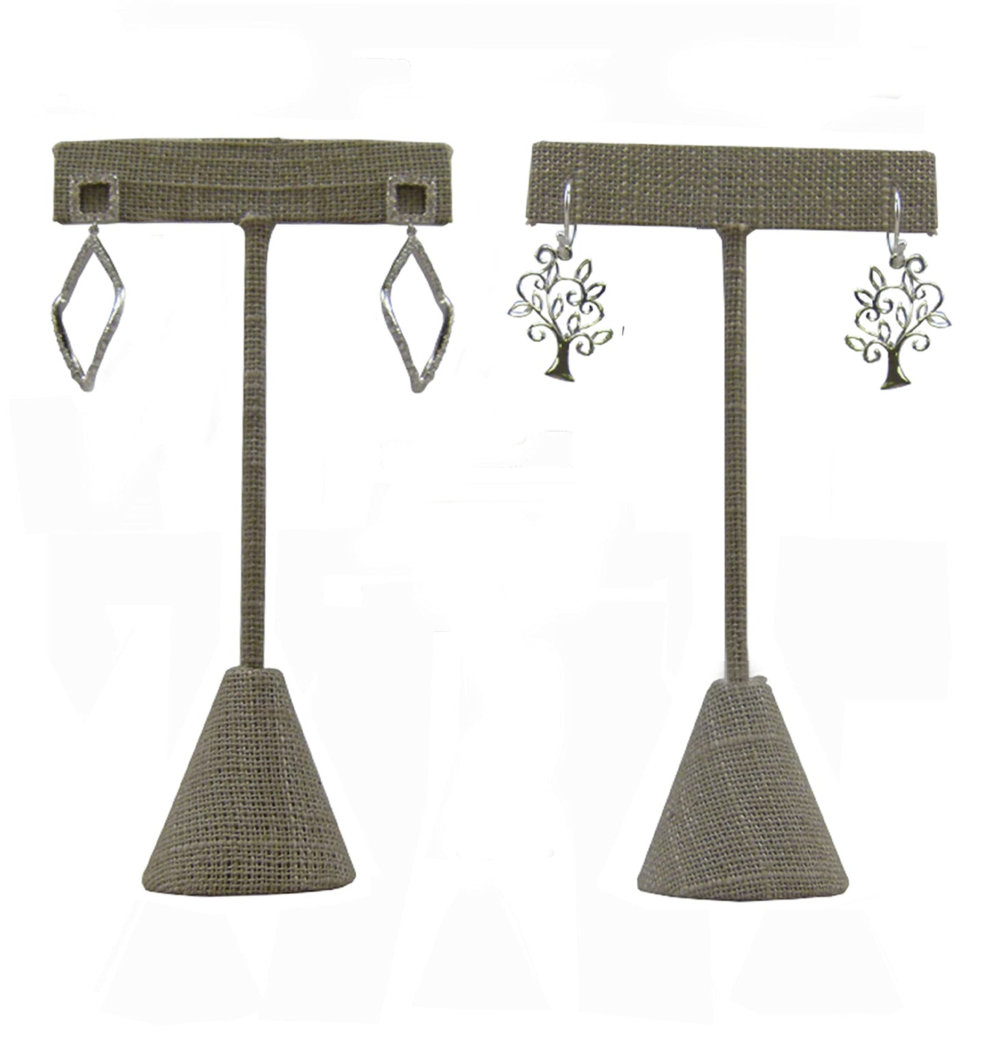 N'ice Packaging - 3 Qty Grey Linen 4.75" High Free-Standing Earring T-Stand Display, T Shape Holder for Tradeshow, Home Business, Promotion, or just…
