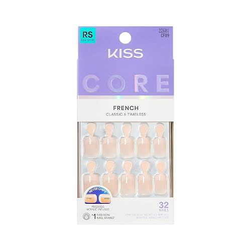 Kiss Core, Press On Nails, Nail glue included, 'Your Moment', Pink, Real Short Size, Squoval Shape, Includes 32 Nails, 2g Glue, 1 Manicure Stick, 1 Beauty & Personal Care KISS