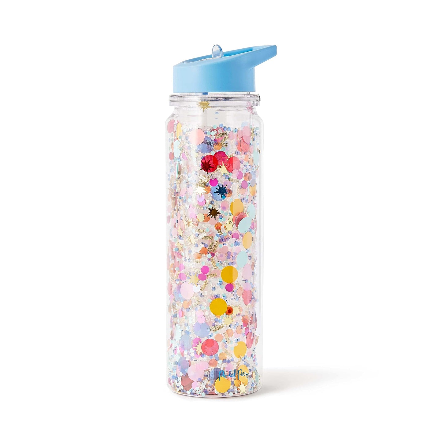 Packed Party Celebrate Every Day Confetti Water Bottle with Straw, Tumbler Sipper for School, Work or Office
