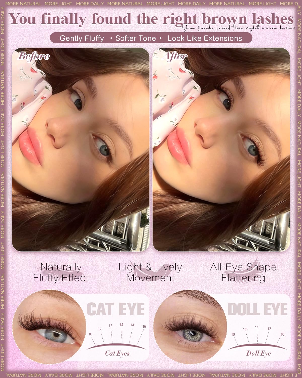 Wtvane Brown Lash Clusters Fluffy Eyelash Clusters 10-16mm Natural Cluster Eyelash Extensions Wispy Lashes Clusters Dark Brown Fairy Individual Lashes Beauty and Personal Care wtvane