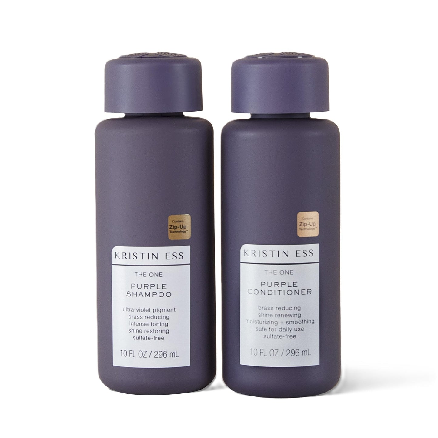 Kristin Ess Hair Purple Shampoo and Conditioner Set for Blonde, Brunette, Silver + Gray Hair, Anti Brass + Yellow Tones, Safe for Color Treated Hair