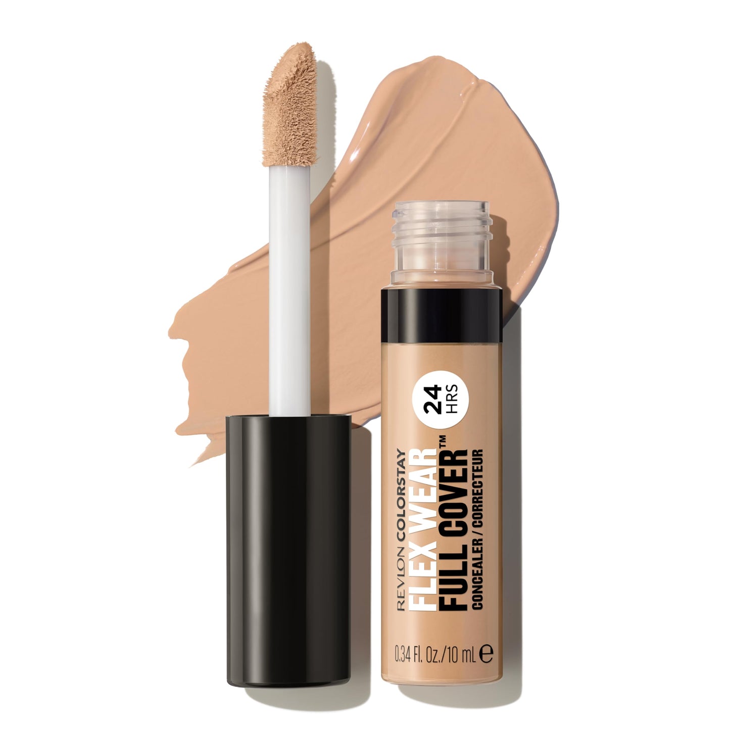 Revlon ColorStay Flex Wear, Full Cover Non-Creasing Concealer, Infused with Hyaluronic Acid & Vitamin E, Flexible Longwear, 050 Medium Deep, 0.34 Fl