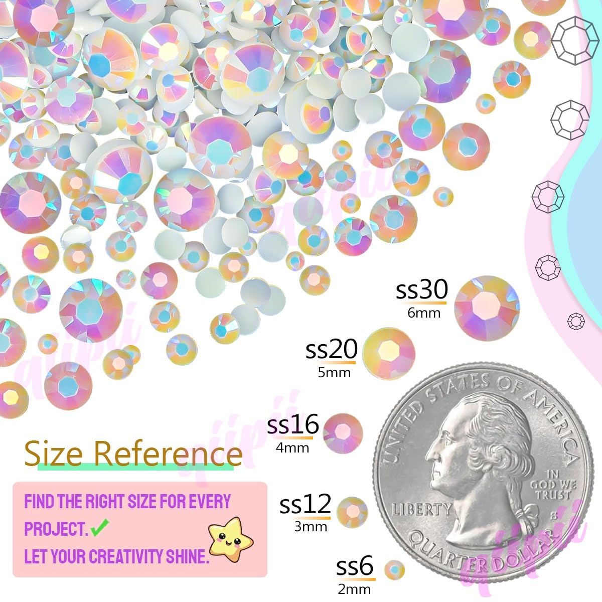qiipii 3000PCS 4mm Lemon Yellow AB Resin Rhinestones for Crafting Citrine AB Flatback Jelly Stones Bulk SS16 Non-Hotfix Diamonds Gems Charms for Nails Beauty and Personal Care qiipii
