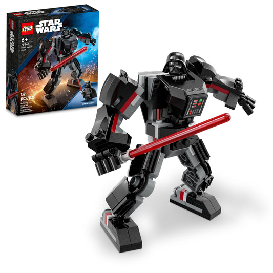 LEGO Star Wars Darth Vader Mech 75368 – Buildable Action Figure with Lightsaber & Minifigure, Collectible Star Wars Toy for Kids 6+
