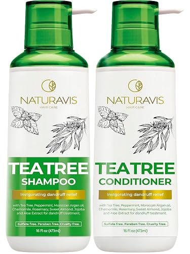 Tea Tree Oil and Mint Shampoo and Conditioner Set - Sulfate and Paraben Free Formula for Women and Men - Enriched with Peppermint to Help