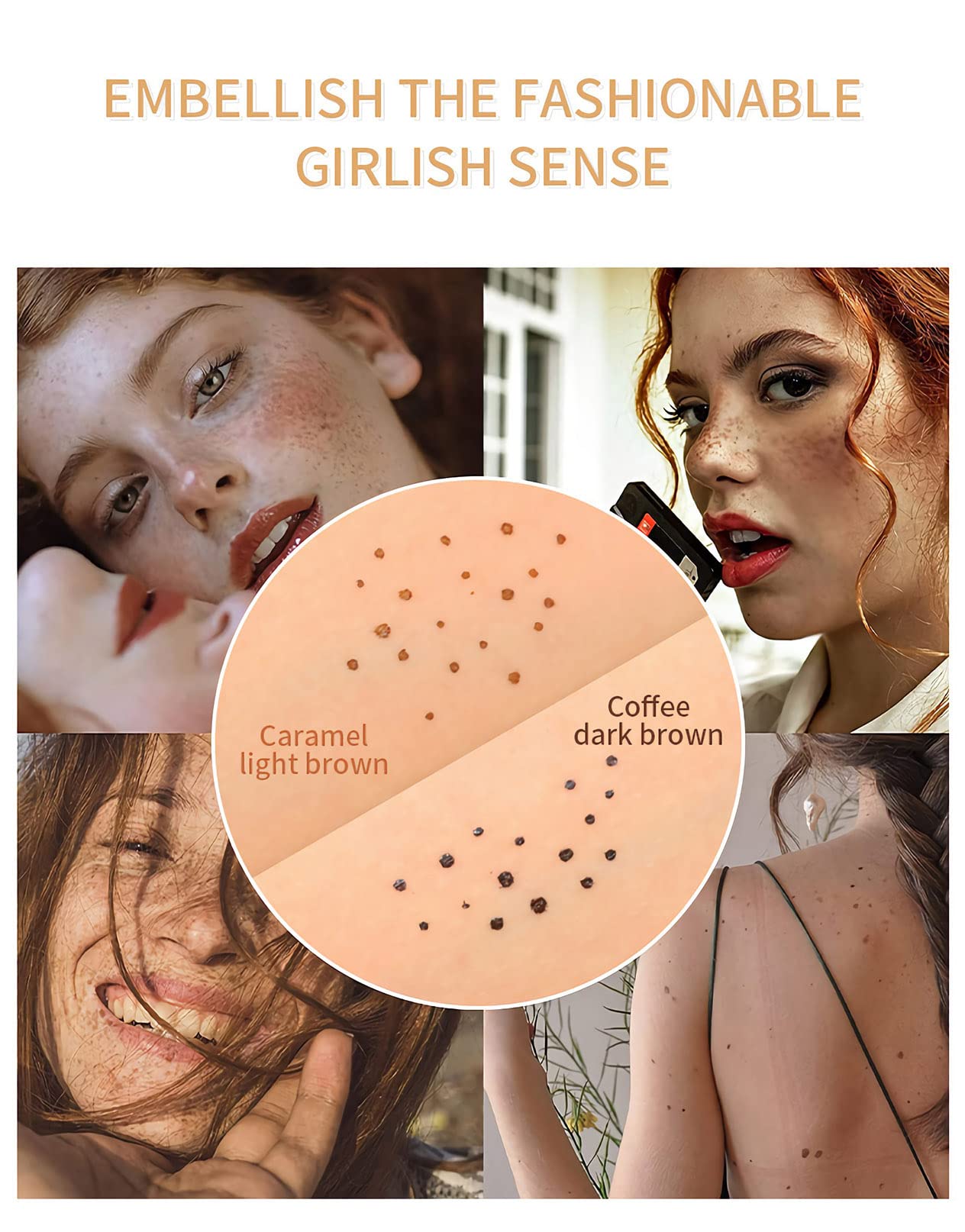SUMEITANG Lifelike Freckle Pen - 2 Colors (Light Brown & Dark Brown), Waterproof, Quick Dry, Soft Dot, Natural, Magic Fake Freckles Makeup Pen