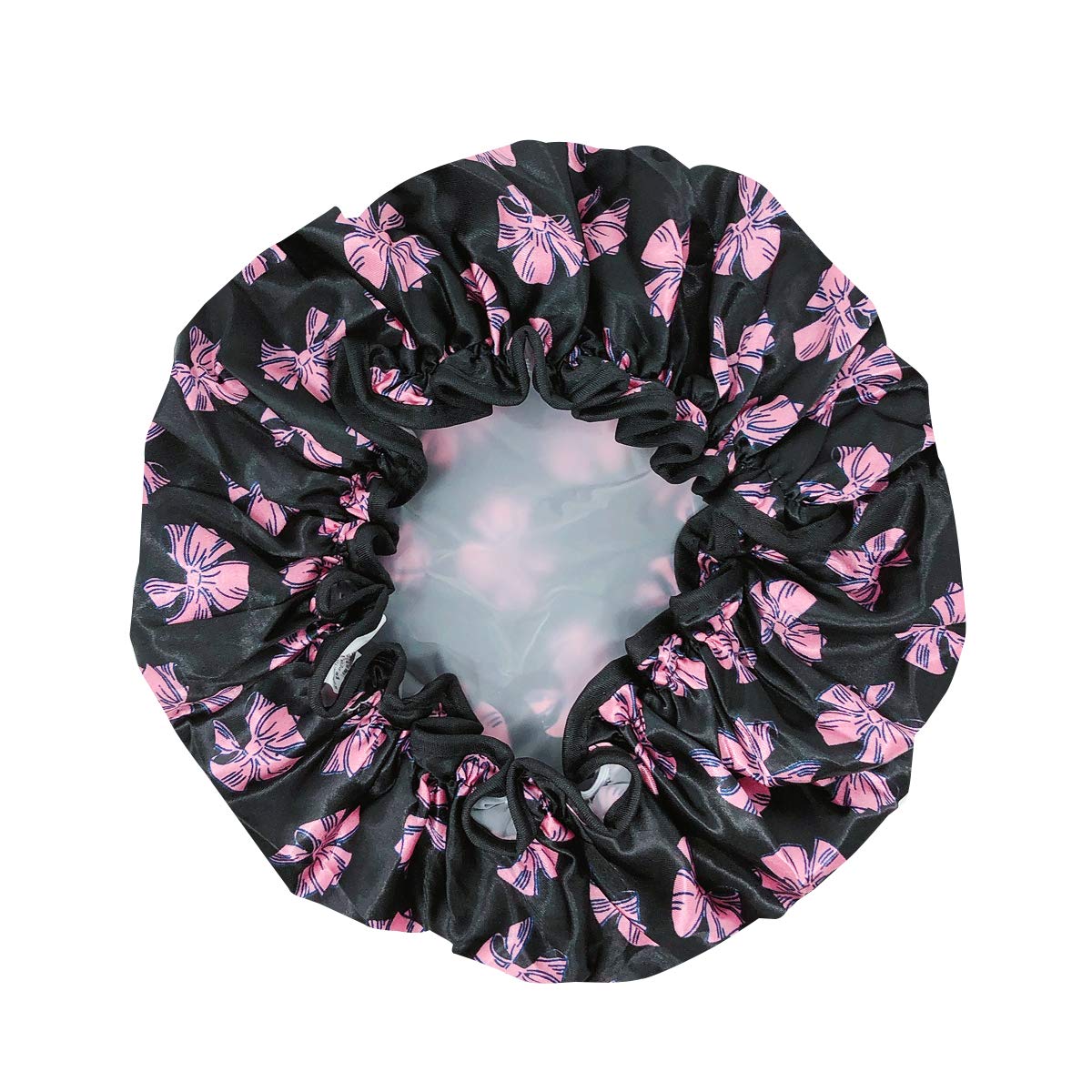 allydrew Reusable Women's Waterproof Shower Caps for Long Hair, Pink Bows
