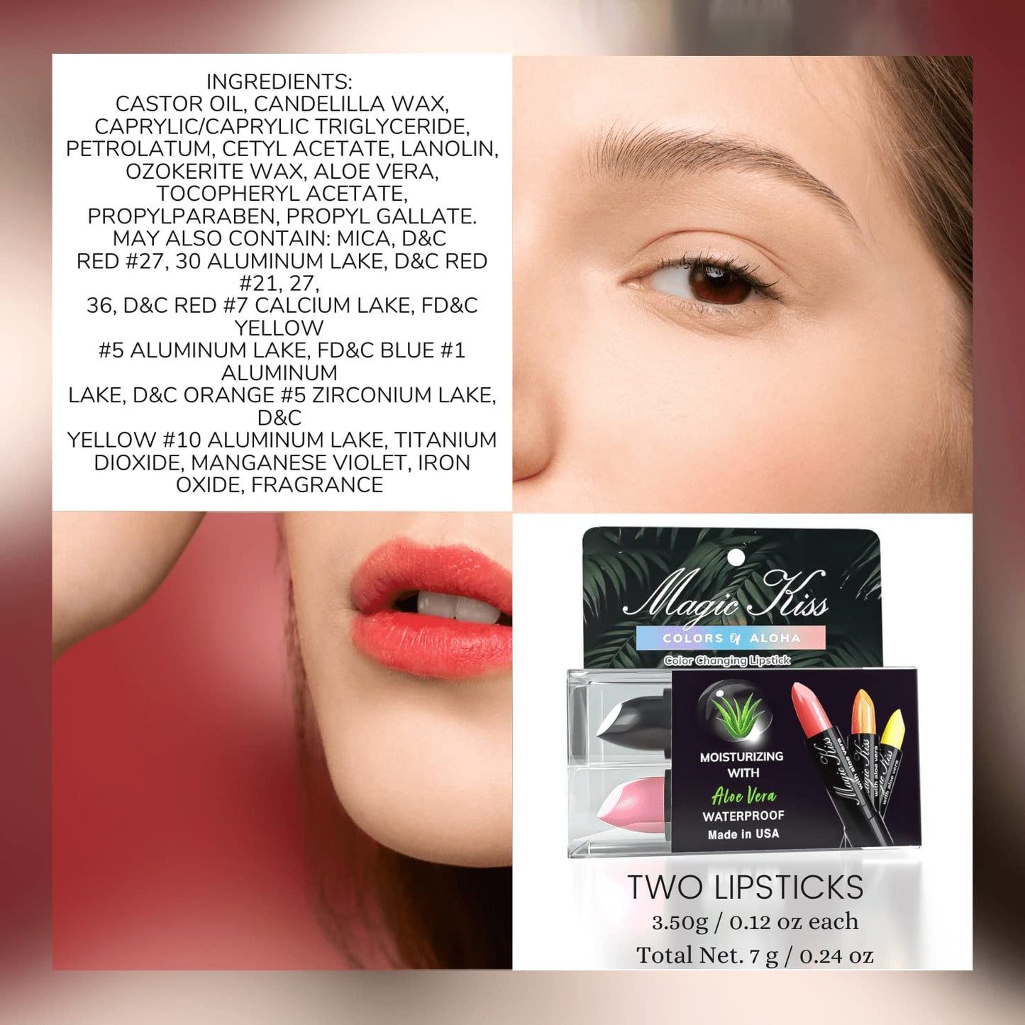Magic Kiss Color Changing Matte Lipstick set, Long Lasting Nutritious Lips Moisturizer Magic Temperature Color Change Lip Balm with Aloe Vera PH
