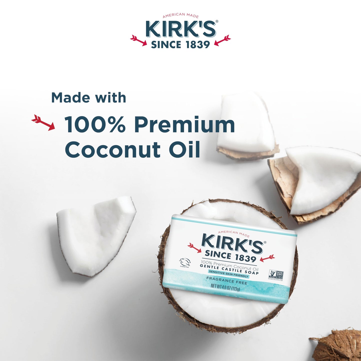Kirk's Fragrance Free Castile Bar Soap (Pack of 3)
