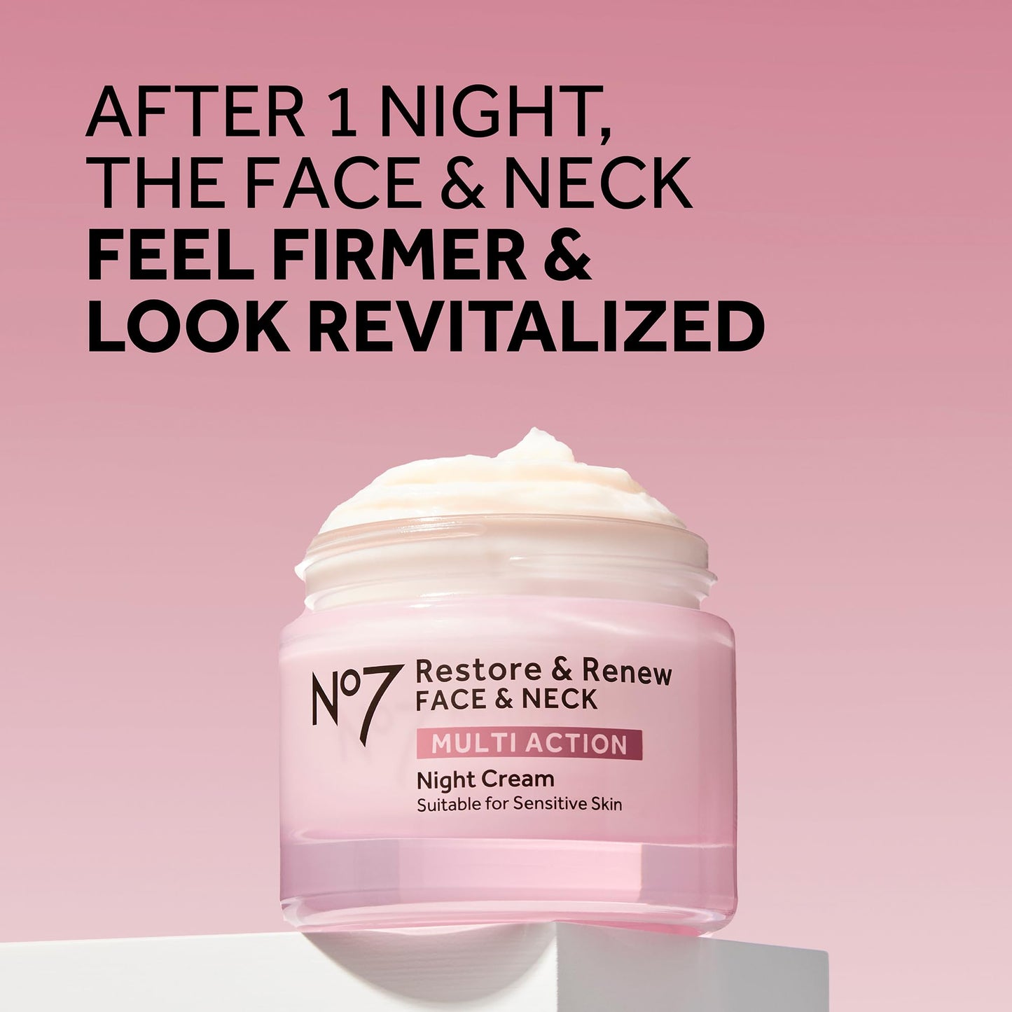 No7 Restore & Renew Multi Action Night Cream for Face & Neck - Nighttime Face Moisturizer with Collagen Peptides - Anti Aging Skin Care for Crepey
