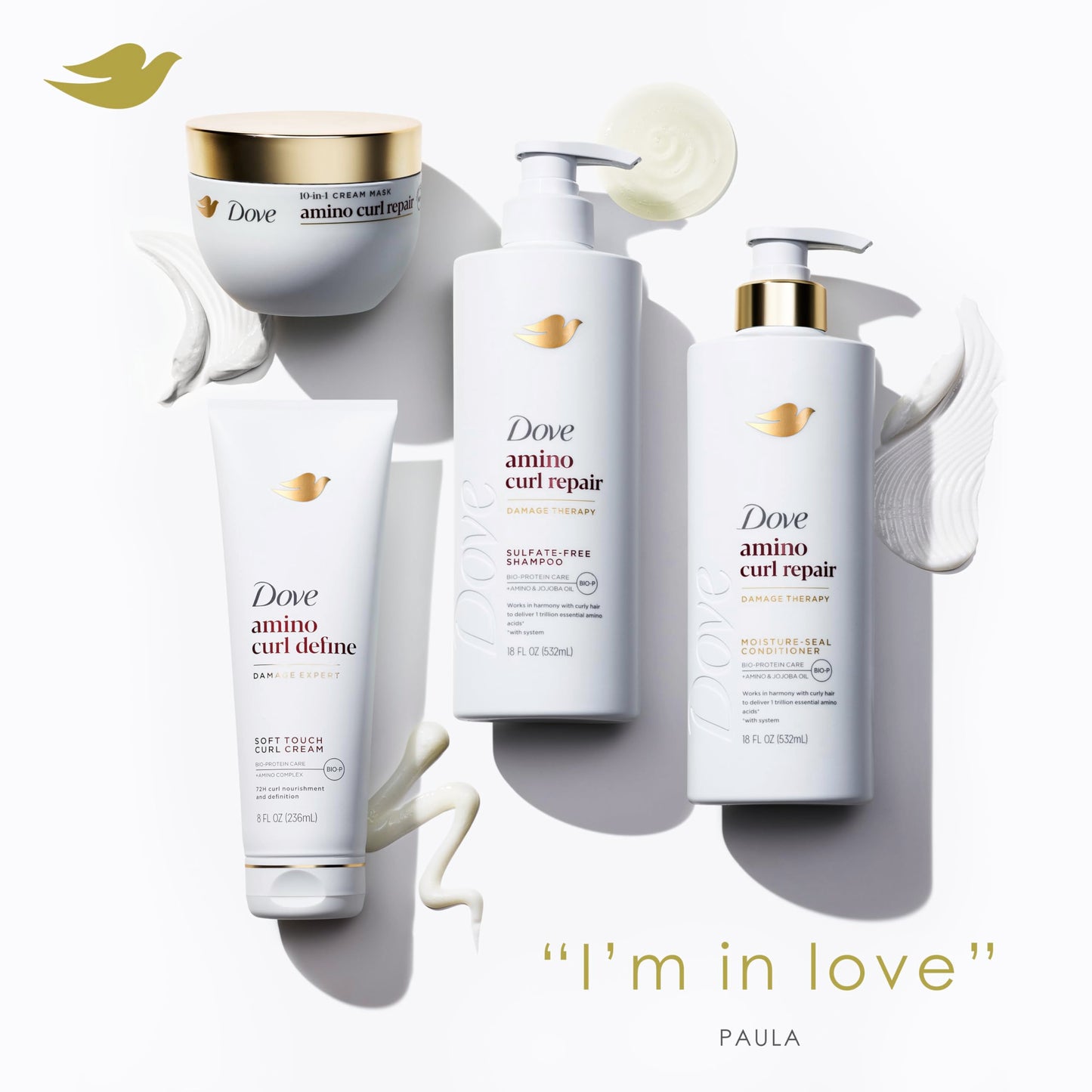 Dove Shampoo Amino Curl for Curly, Coily Hair with Bio-Protein Care Technology + Amino & Jojoba Oil 18 Fl Oz