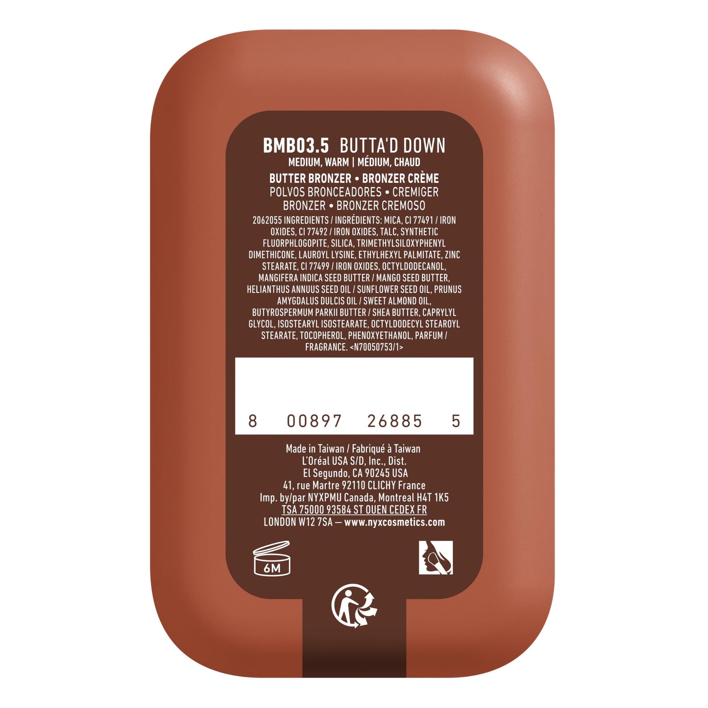NYX PROFESSIONAL MAKEUP Matte Buttermelt Bronzer, Longwear Face Makeup with Up to 12 Hours of Wear, Vegan Formula - Butta D Down (Deep Rich Warm)