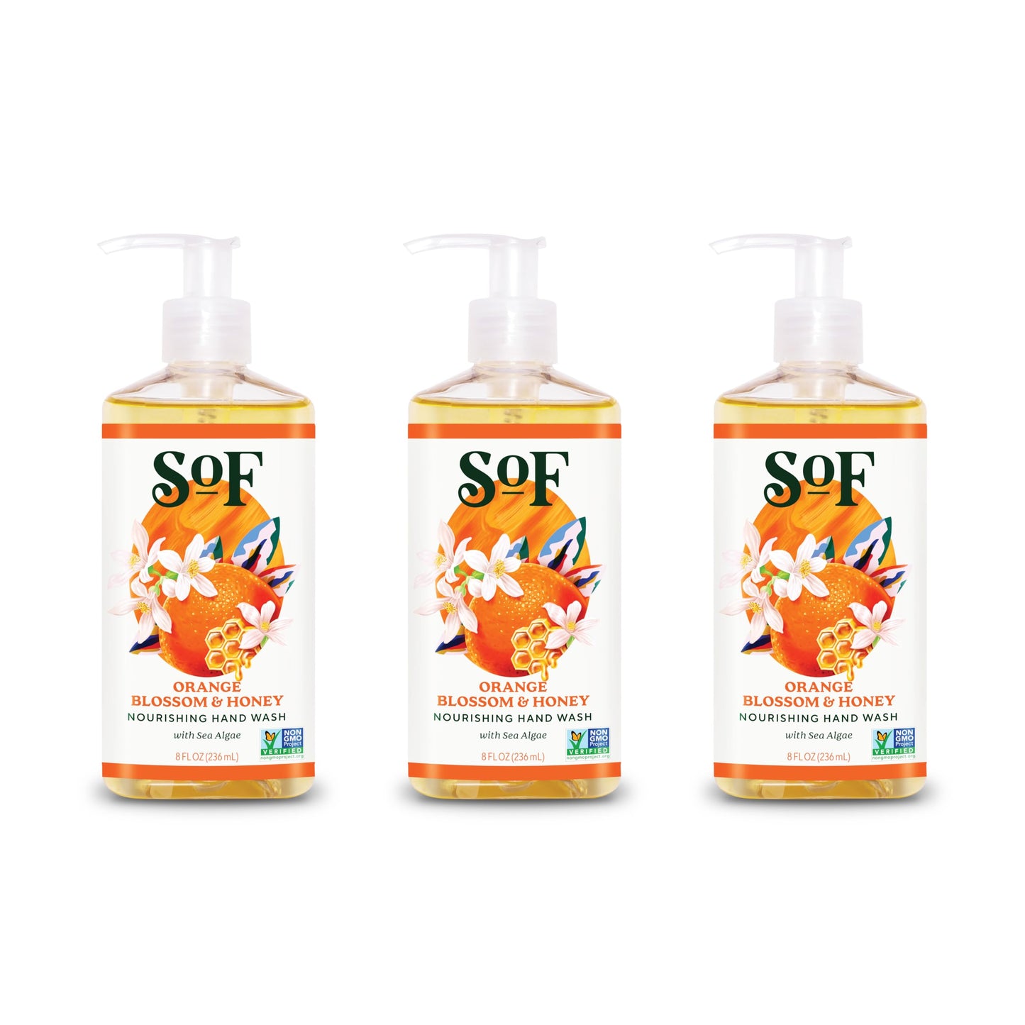 South Of France SoF Nourishing Hand Wash - With Moisturizing Sea Algae, Coconut & Olive Oil- Vegan & Non GMO- Free From Phthalates, Sulfates
