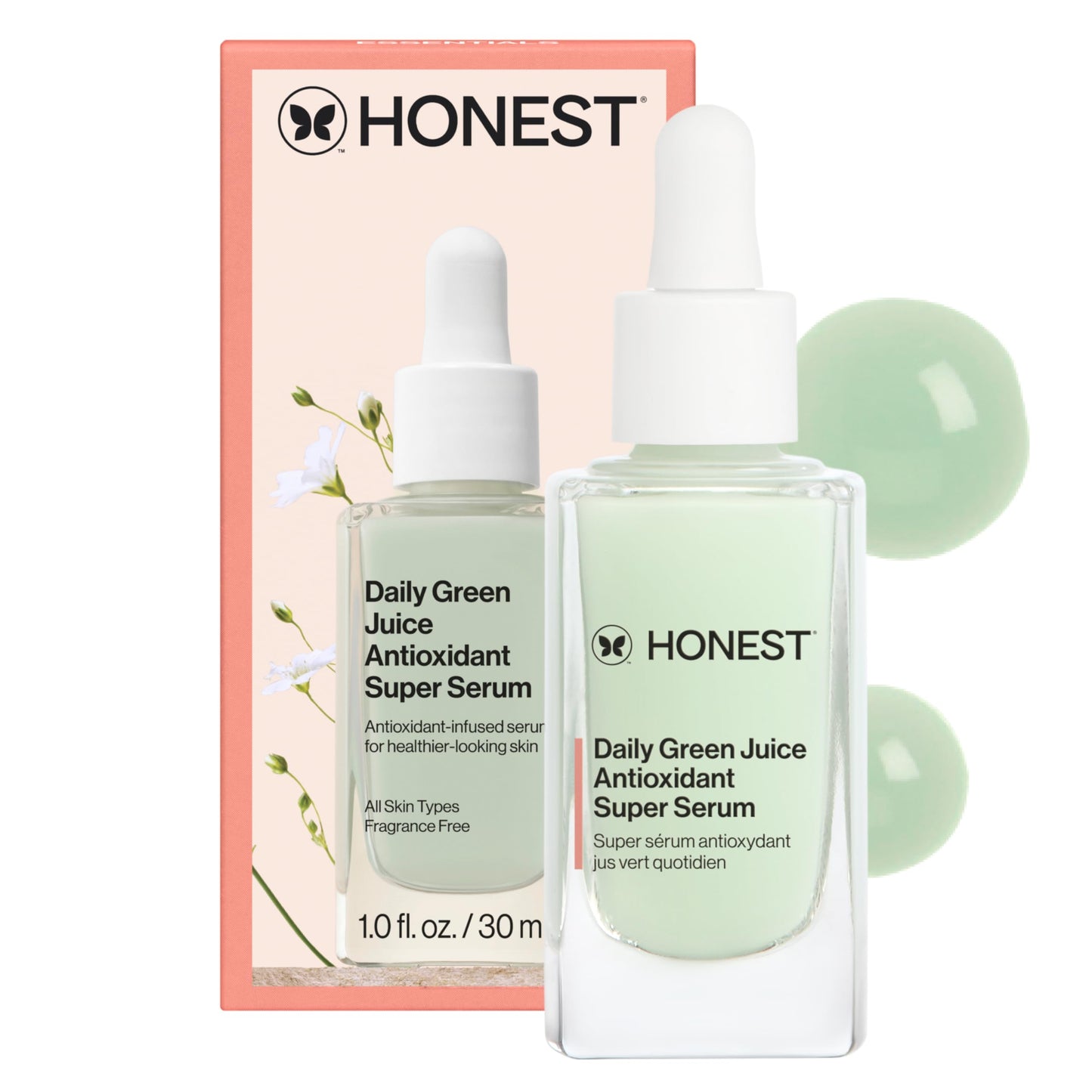 Honest Beauty Daily Green Juice Antioxidant Super Serum | Improves Skin Tone + Texture | Gentle for Sensitive Skin, Fragrance Free, Vegan | 1 fl oz