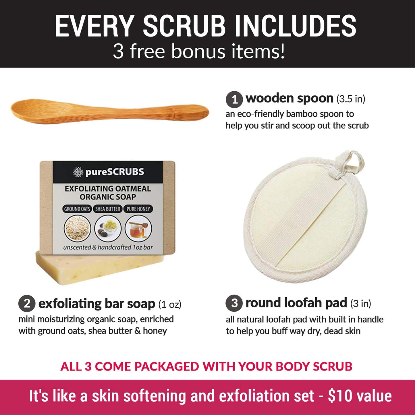 pureSCRUBS Premium Cucumber Body Scrub Set - Large 16oz Dead Sea Salt Body Scrub for Women Exfoliation KP Bump Eraser Body Scrub Includes Wooden