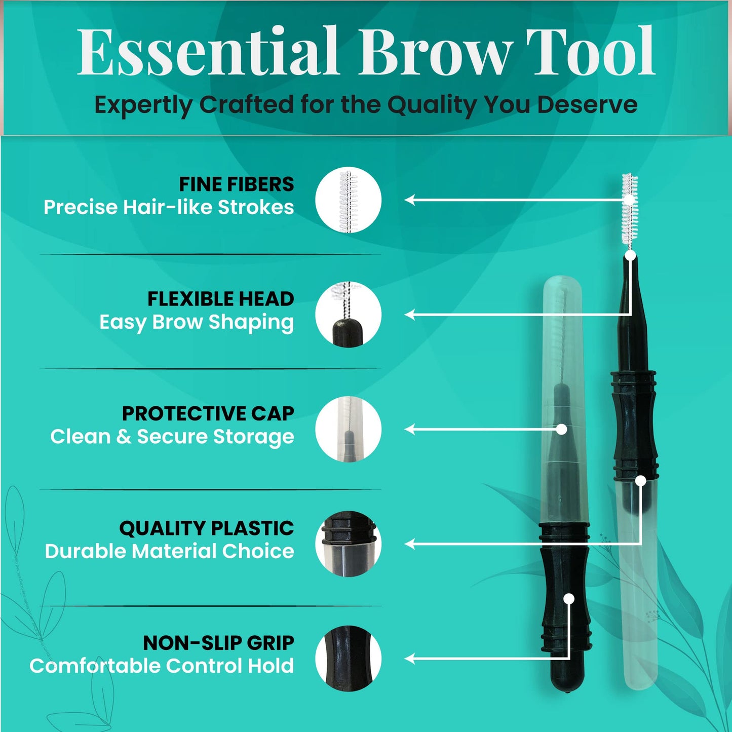 100pcs Mini Spooly Brow Lifter Brush with Cap - 3R Factory Precision Brow Spoolie for Eyebrow Laminating, Comb with Detail Spoolie Brush