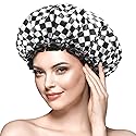 mikimini Large Shower Cap for Women Long Hair, Reusable, Double Layers Waterproof Large Bathing Shower Hat with Soft Comfortable PEVA Lining