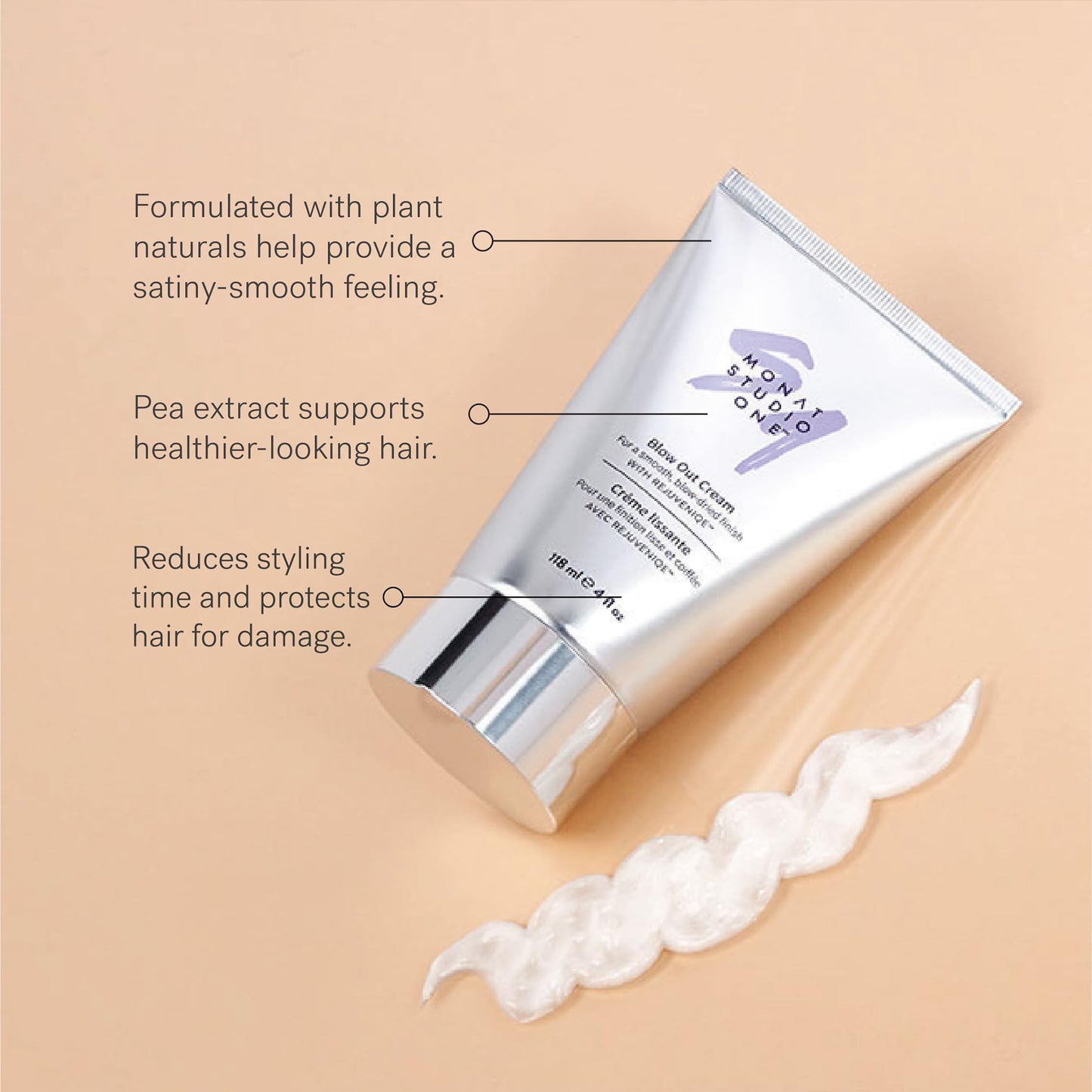 MONAT Smoothing Anti Frizz Shampoo, Deep Intensive Treatment & Blow Out Cream - Frizzy Hair Care Pack - Vegan, Natural, Heat Damage Protection