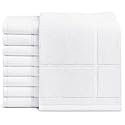 GOLD TEXTILES 12 Pack White Bath Mat Towels 20x30 Inches (Not a Bathroom Rug)- Cotton Blend Washable Economy Hotel Bath Mats