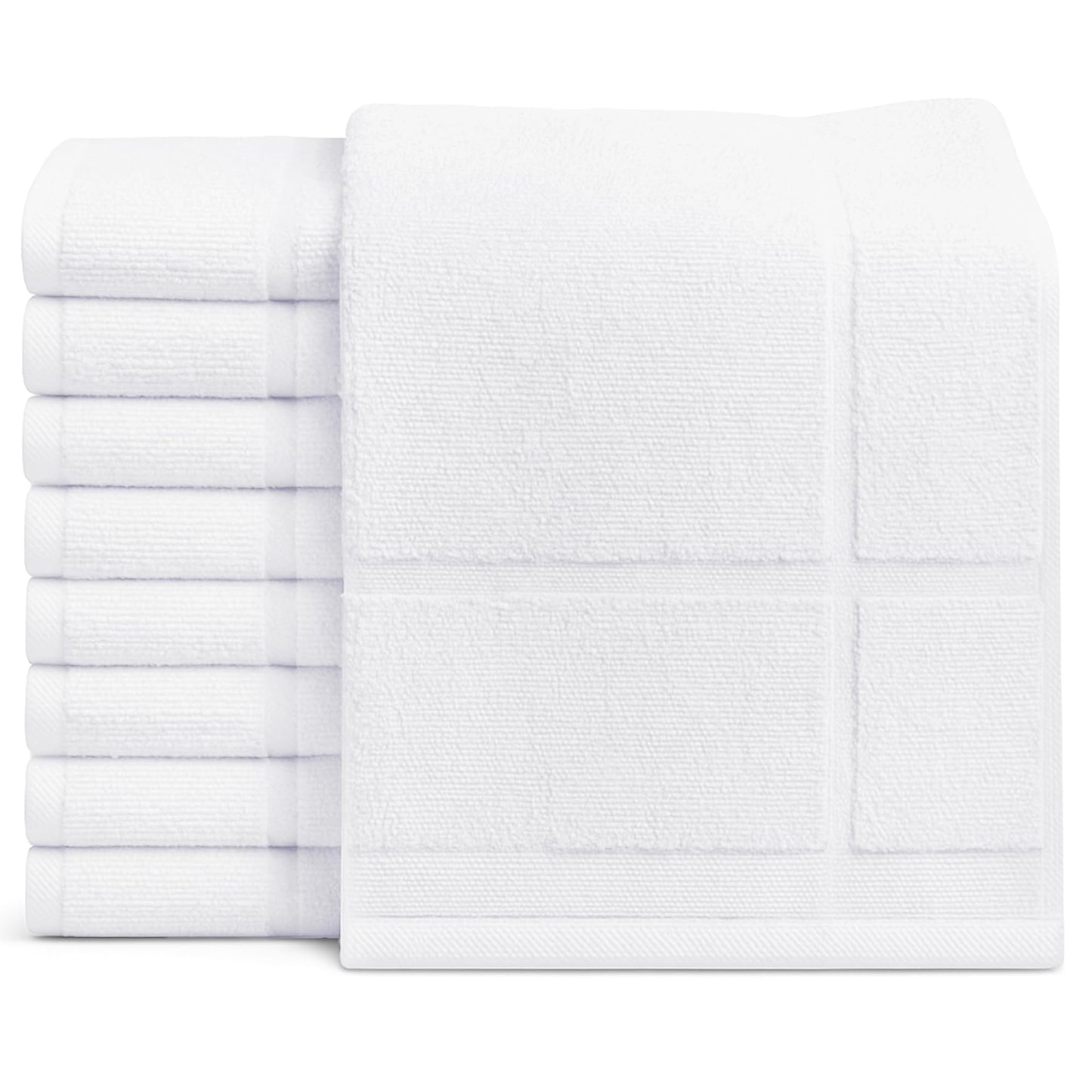 GOLD TEXTILES 12 Pack White Bath Mat Towels 20x30 Inches (Not a Bathroom Rug)- Cotton Blend Washable Economy Hotel Bath Mats