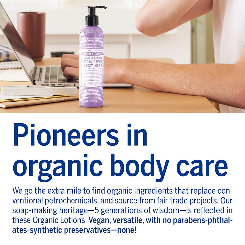 Dr Bronners Lavender Coconut Organic Lotion, 8 Ounce - 6 per case.