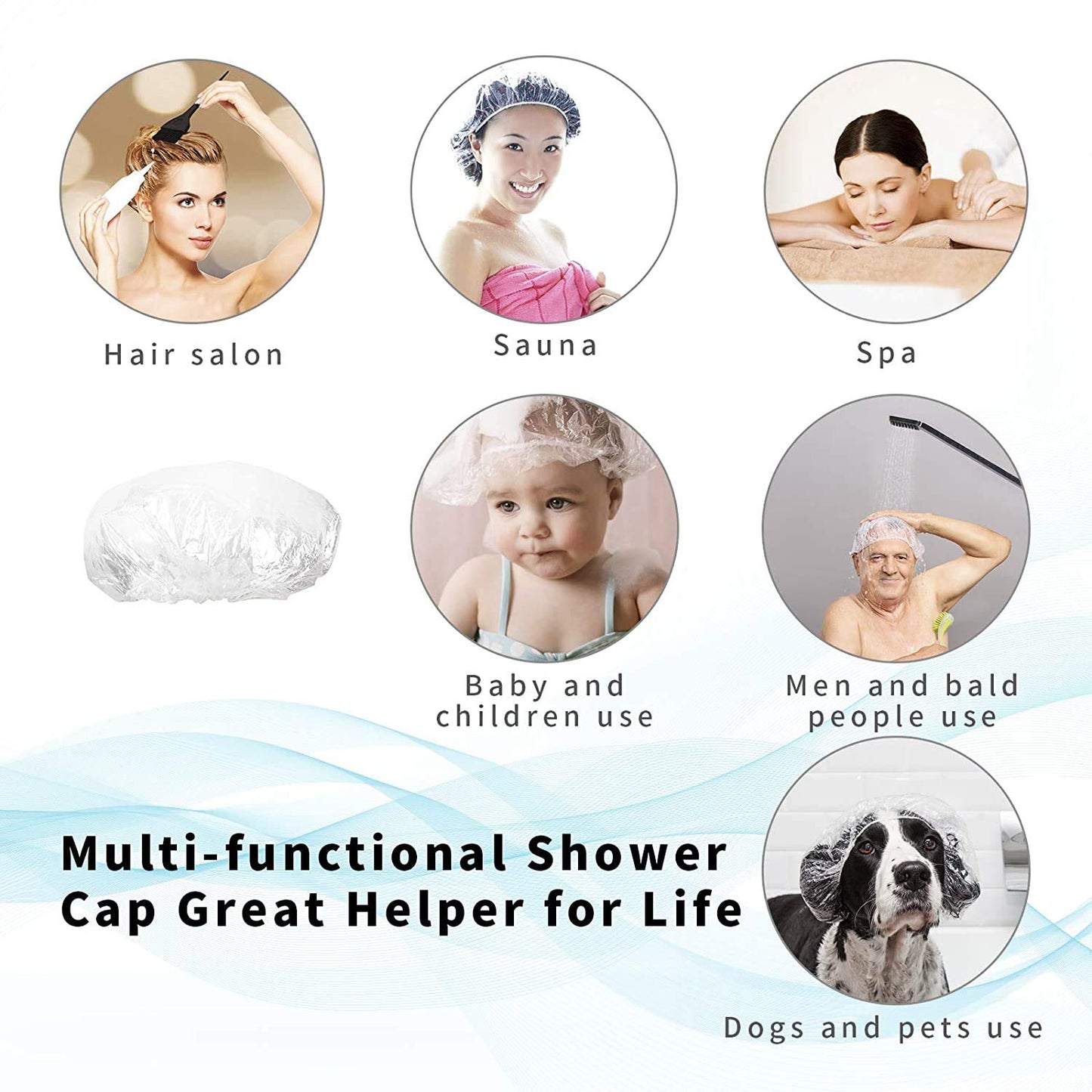 30pcs Disposable Shower Caps-Multi-Purpose Thickening Elastic Bath Cap Plastic Waterproof Clear Shower Cap Bath Shower Caps Women Spa,Men Hair