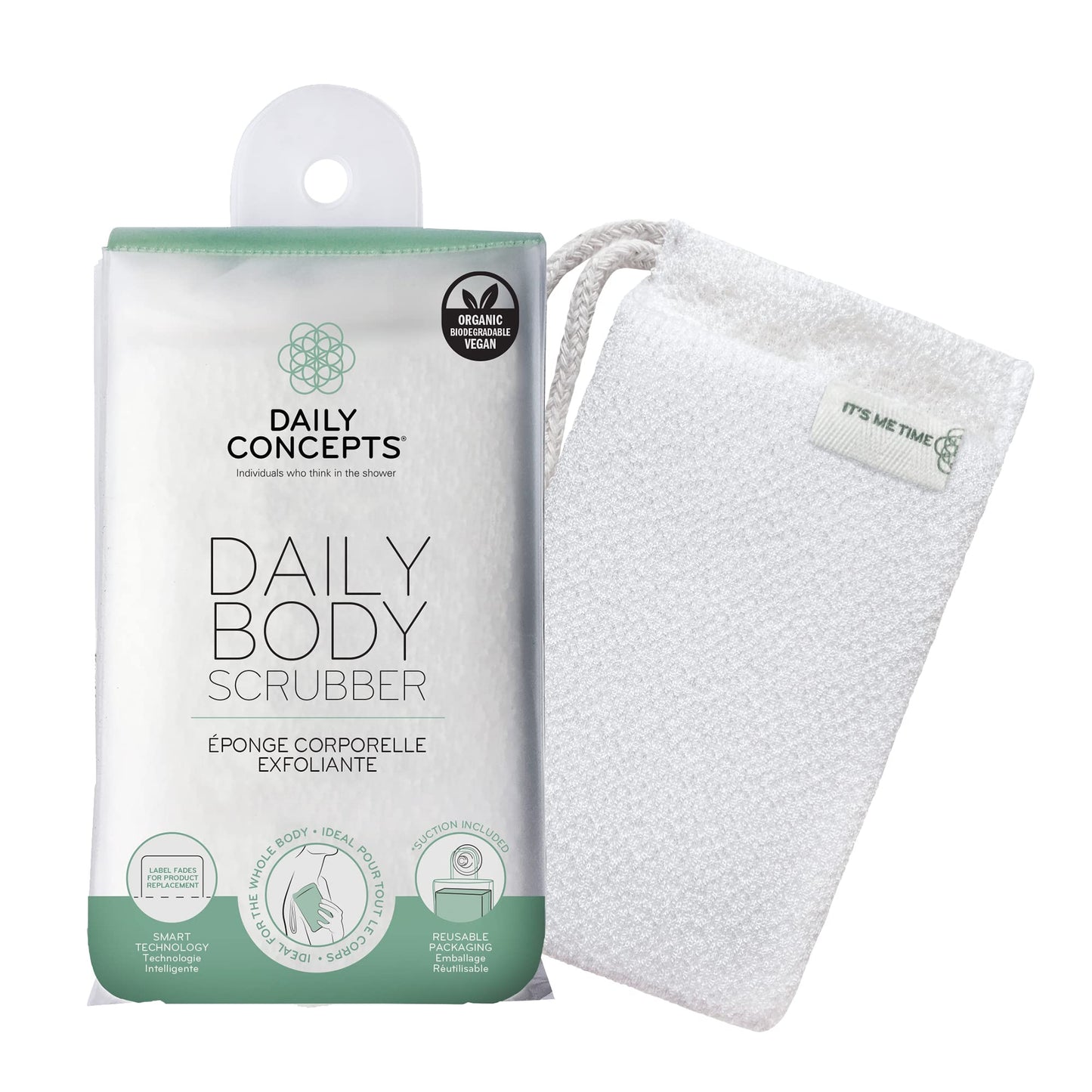 DAILY CONCEPTS Daily Body Scrubber, Soy-Based And Organic Cotton. For The Whole Body. The Bath Sponge Deeply Cleanses The Skin And Creates A Rich