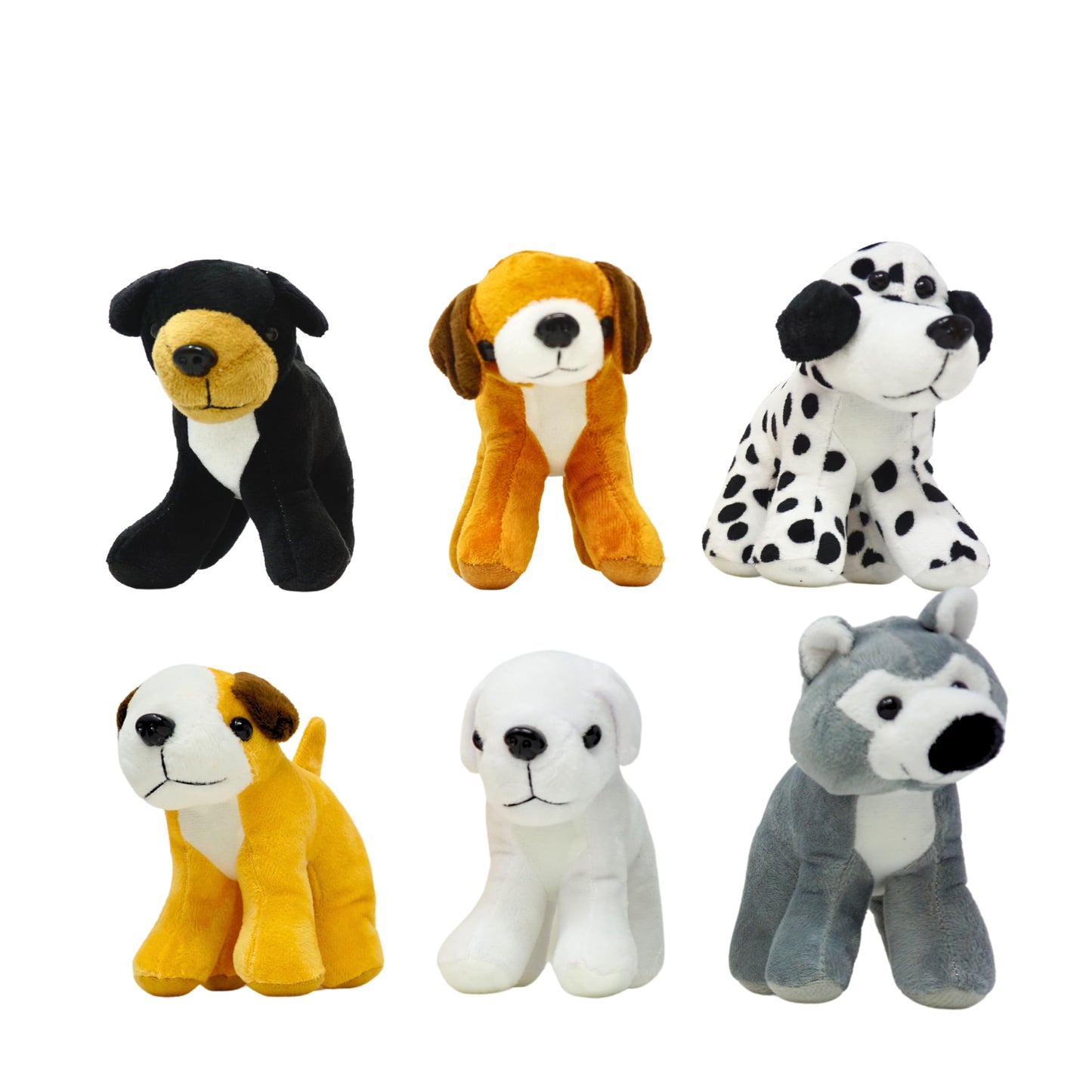 4E's Novelty Plush Dogs Animals (12 Pack) Assorted Stuffed Puppies - 5 Inches, Small Plushed Animals, 6 Designs - for Birthday Party Favors Gifts for…