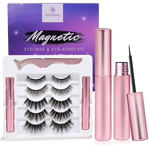 Magnetic Eyelashes with Applicator: 5 Pairs Reusable Natural & Glam Lashes, Lightweight Magnetic Liner, Beginner-Friendly, No Glue Needed, Waterproof