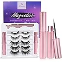 Magnetic Eyelashes with Applicator: 5 Pairs Reusable Natural & Glam Lashes, Lightweight Magnetic Liner, Beginner-Friendly, No Glue Needed, Waterproof