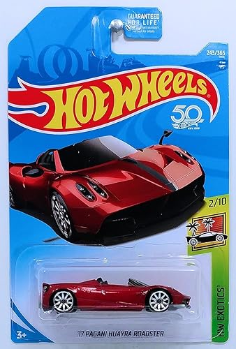 Hot Wheels 2018 50th Anniversary HW Exotics '17 Pagani Huayra 243/365, Maroon Die-Cast Car Model, 1:64 Scale, Unisex, Kids