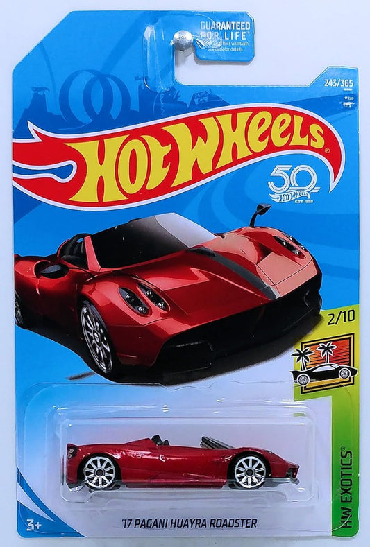 Hot Wheels 2018 50th Anniversary HW Exotics '17 Pagani Huayra 243/365, Maroon Die-Cast Car Model, 1:64 Scale, Unisex, Kids