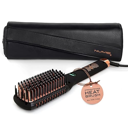 NuMe Ionic Straightening Brush - Ionic Smoothing Brush - Tourmaline Ceramic Bristles & Heated Edges with Negative Ion Conditioning, Far-Infrared Heat